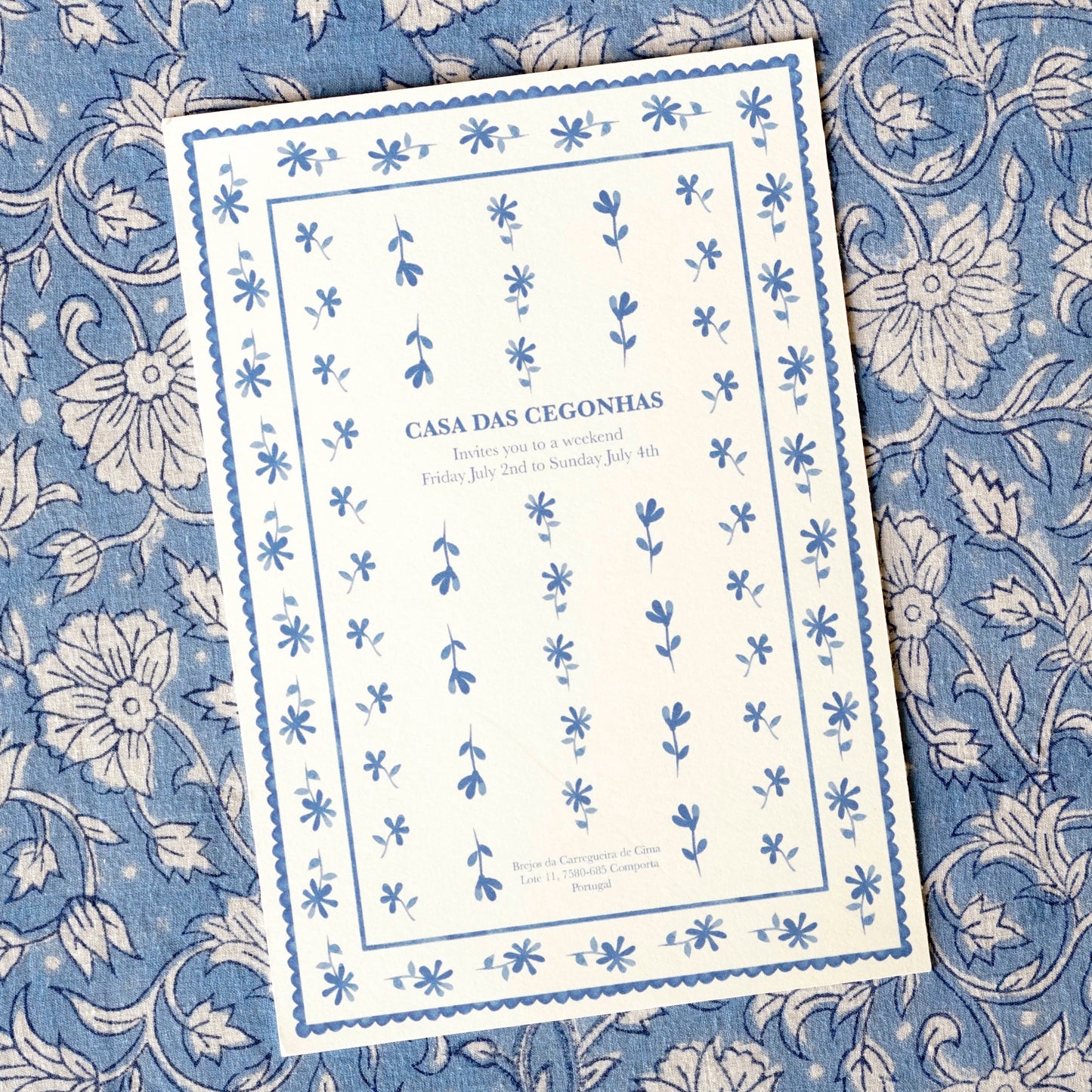 Personalised Invitation Blue Flower