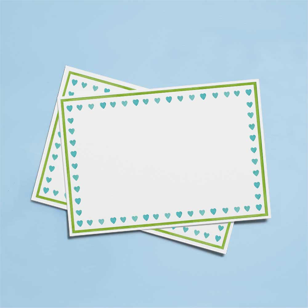 Cards & Envelopes Aqua Hearts