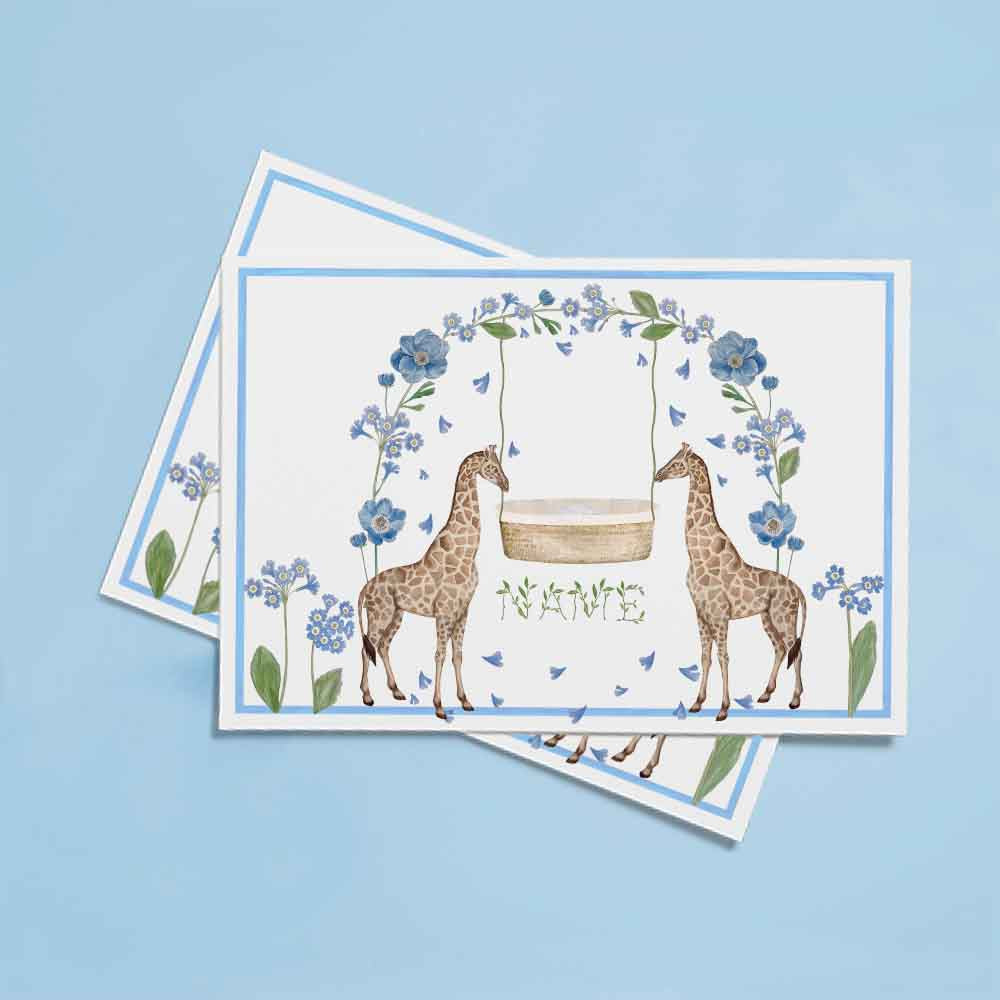 Blue Giraffe Baby Announcement