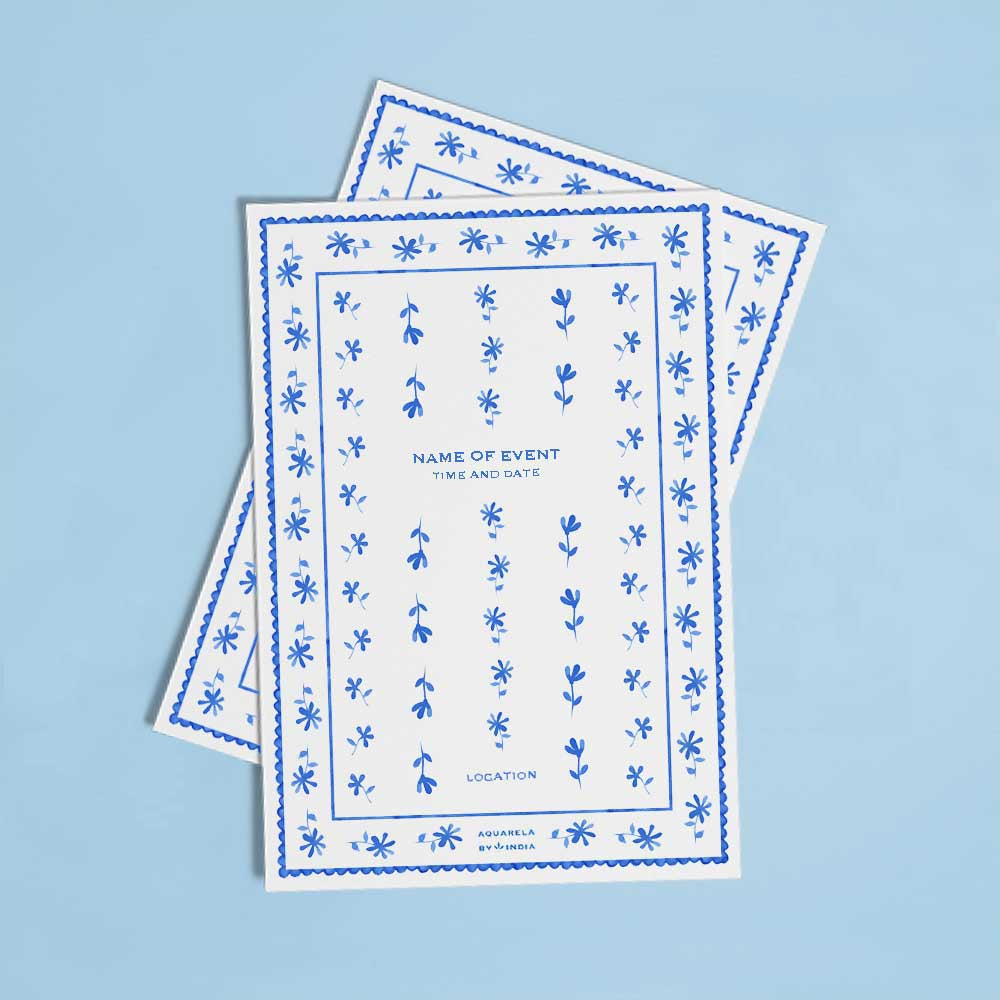 Personalised Invitation Blue Flower