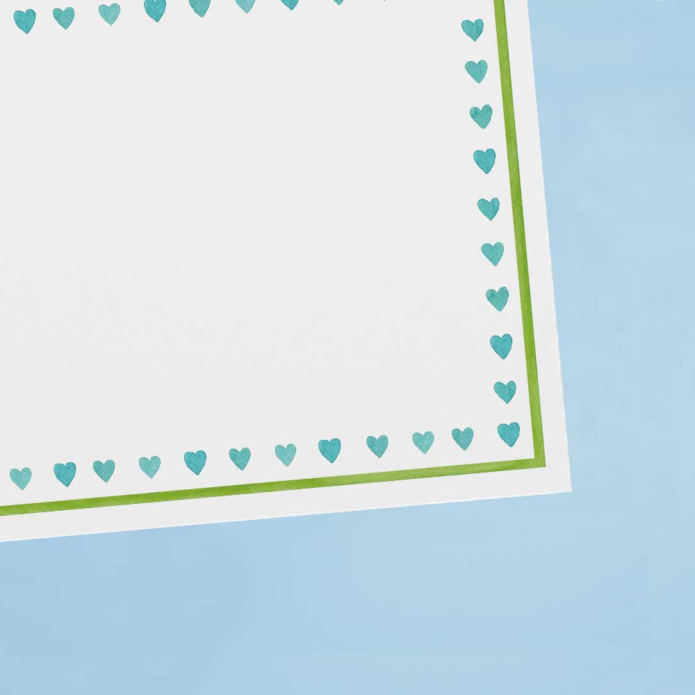 Cards & Envelopes Aqua Hearts