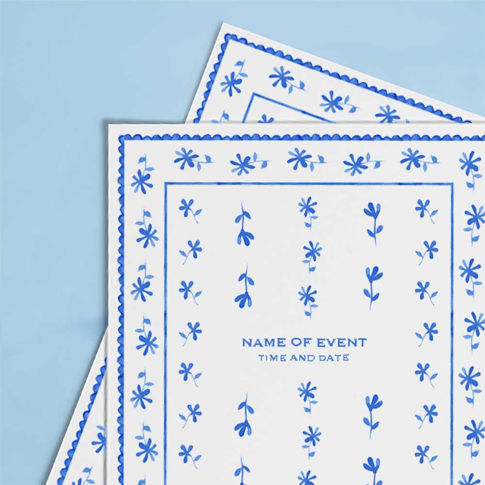 Personalised Invitation Blue Flower