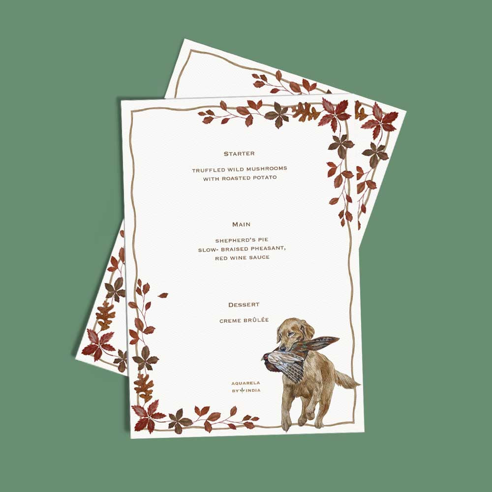 Personalised Menu Golden Pheasant