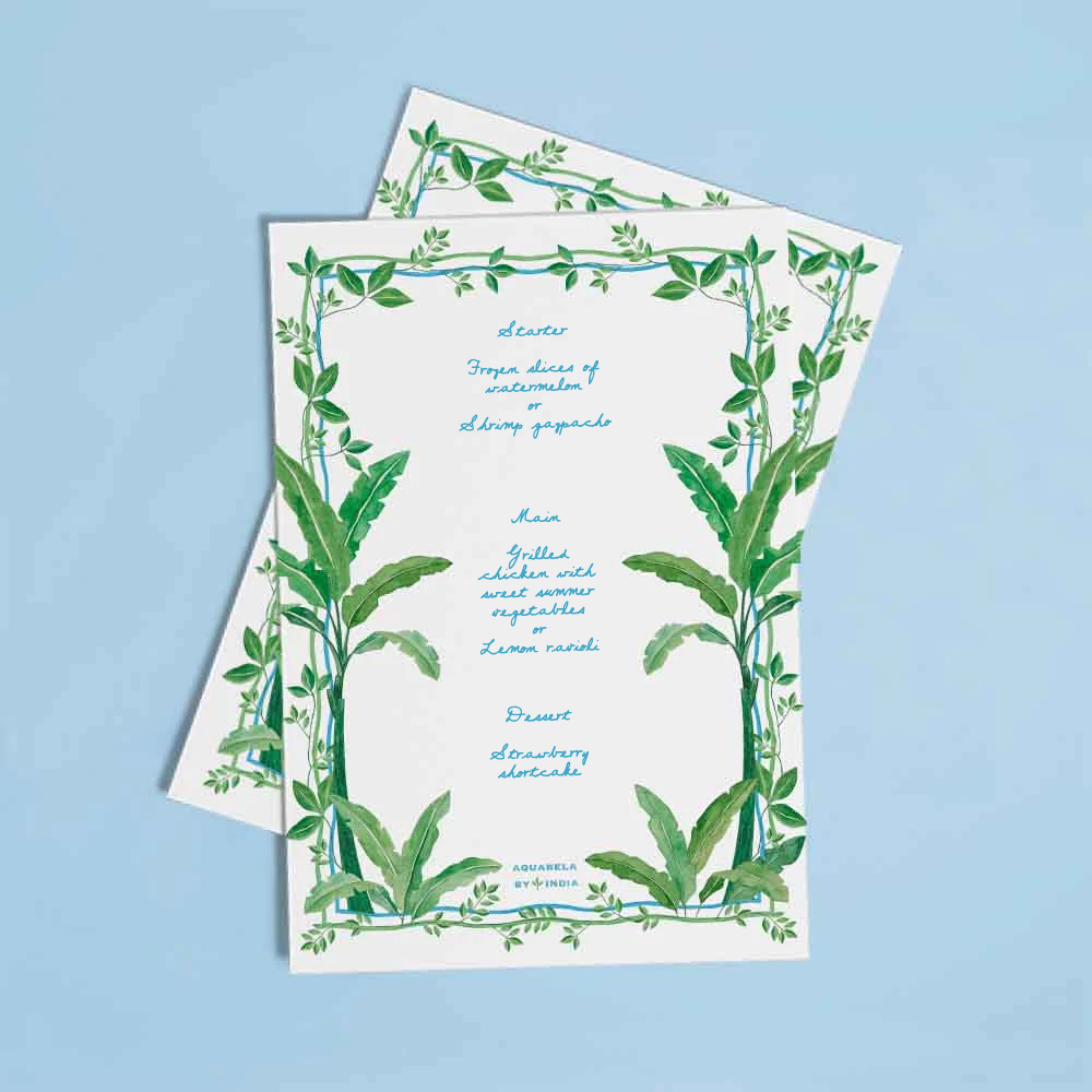 Personalised Menu Green Palms