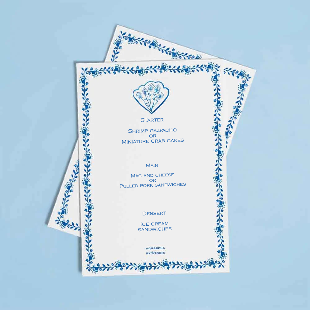 Personalised Menu Seashells by the Seashore