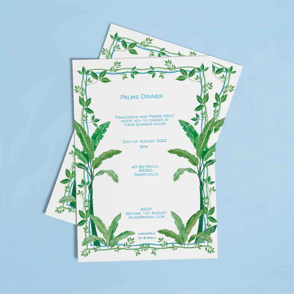 Personalised Invitation Green Palms