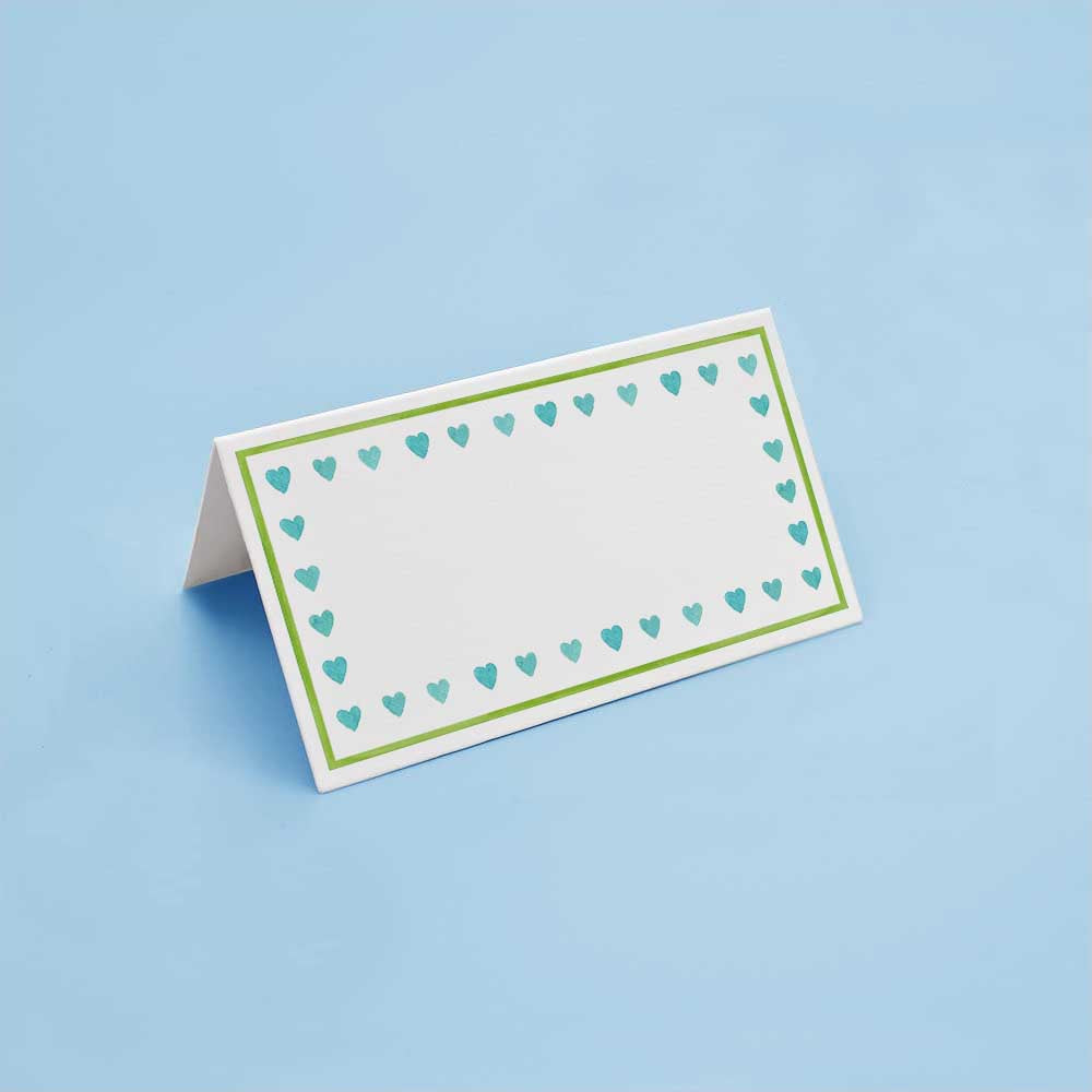 Place Cards Aqua Hearts