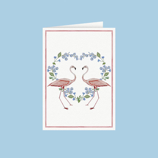Greeting Card Flamingoes in Love