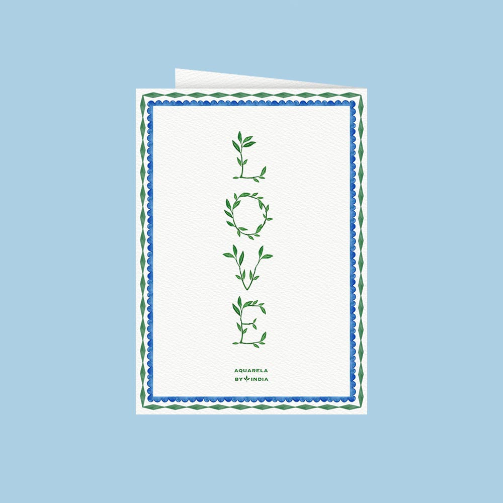 Greeting Card Love a Green & Blue Heart