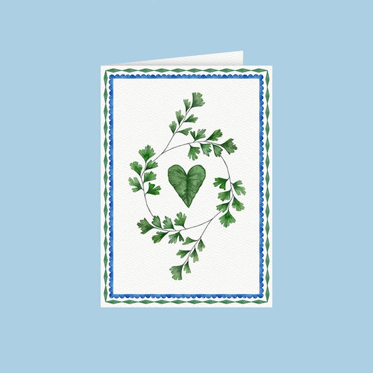 Greeting Card Love a Green & Blue Heart