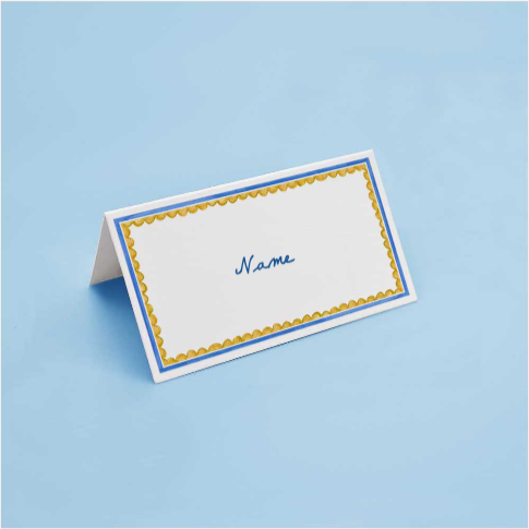 Personalised Place Card Blue and Yellow