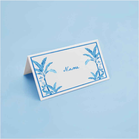 Personalised Place Card Blue Palms