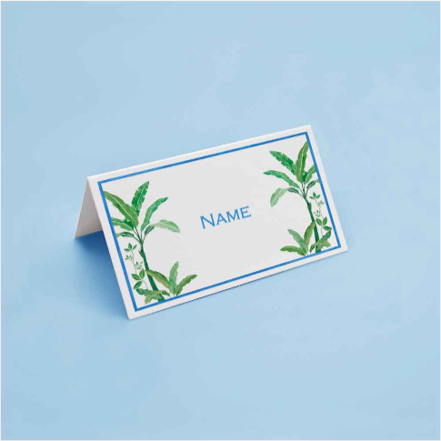 Personalised Place Card Green Palms