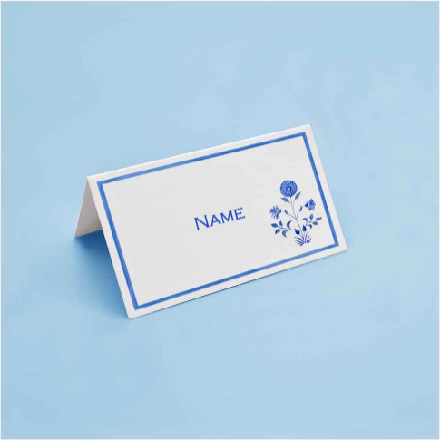 Personalised Place Card Blue Flower