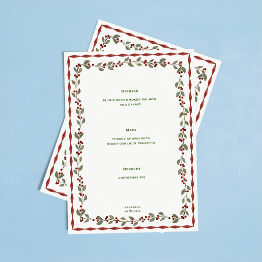 Personalised Menu Under The Mistletoe