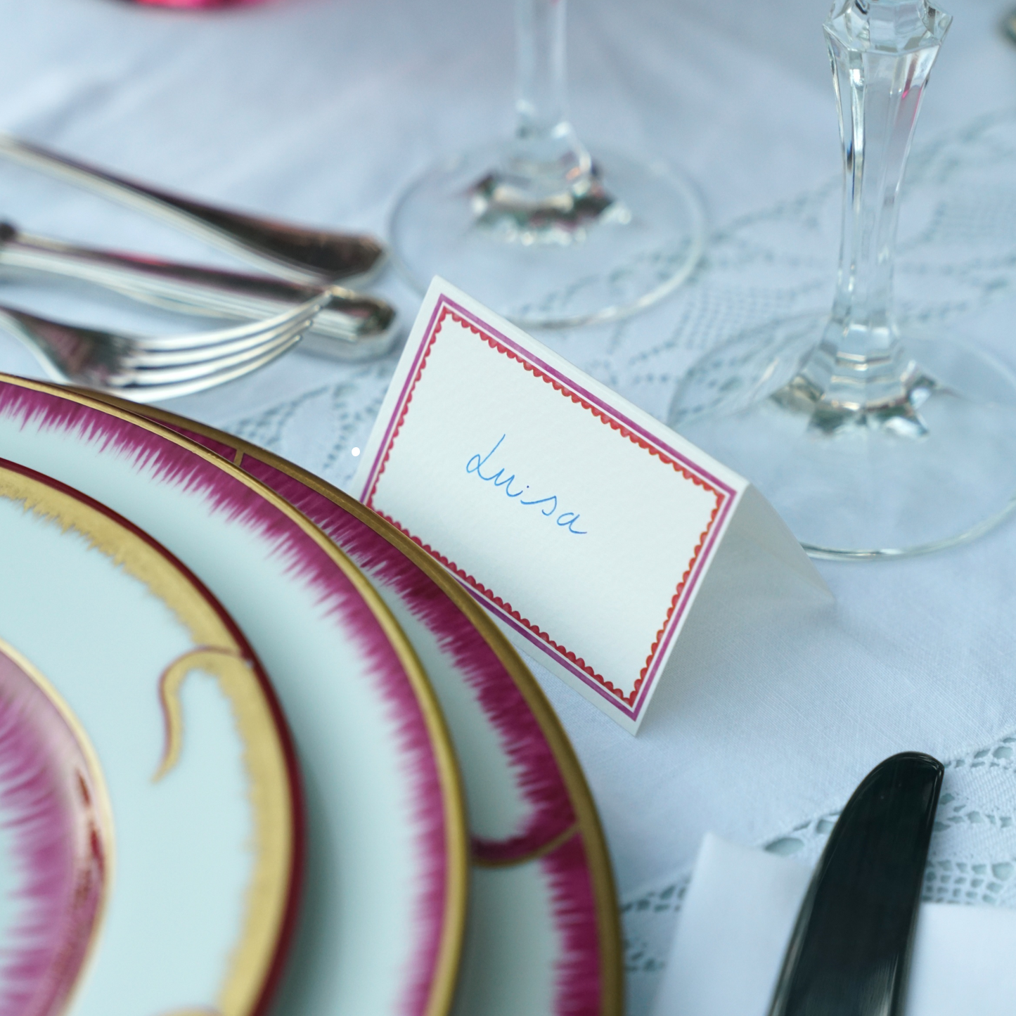 Personalised Place Card Red and Pink